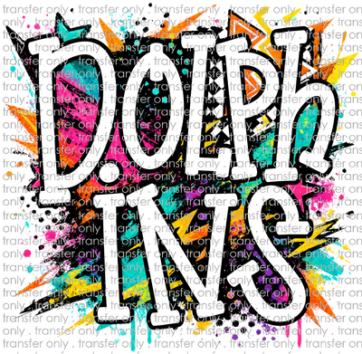 SCHMAS 764 Dolphins Multicolored Paint Splatter