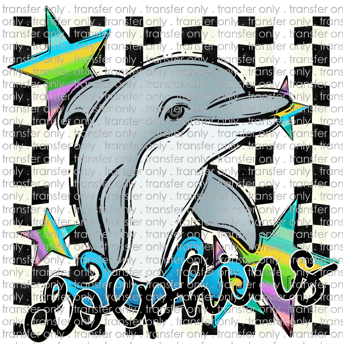 SCHMAS 768 Dolphins Black Checkered Background