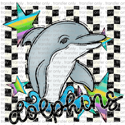 SCHMAS 768 Dolphins Black Checkered Background