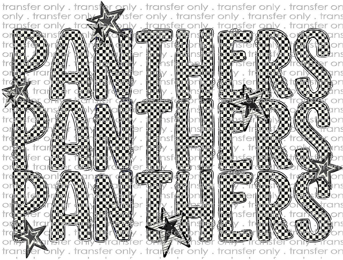SCHMAS 781 Panthers Stacked Checkered Letters