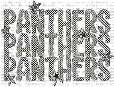 SCHMAS 781 Panthers Stacked Checkered Letters