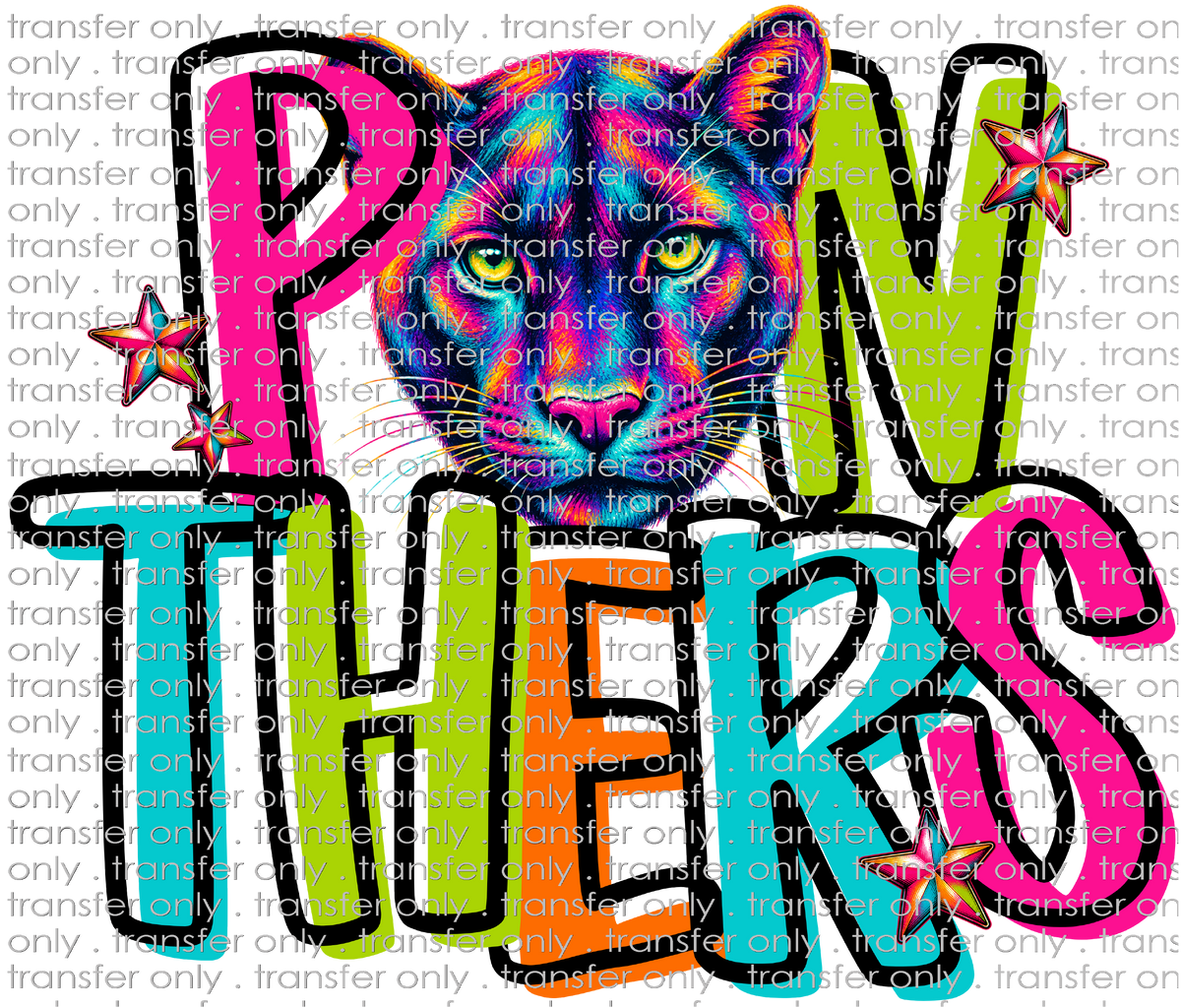 SCHMAS 782 Panthers Colored Letters with Multicolored Mascot