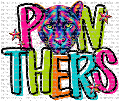 SCHMAS 782 Panthers Colored Letters with Multicolored Mascot