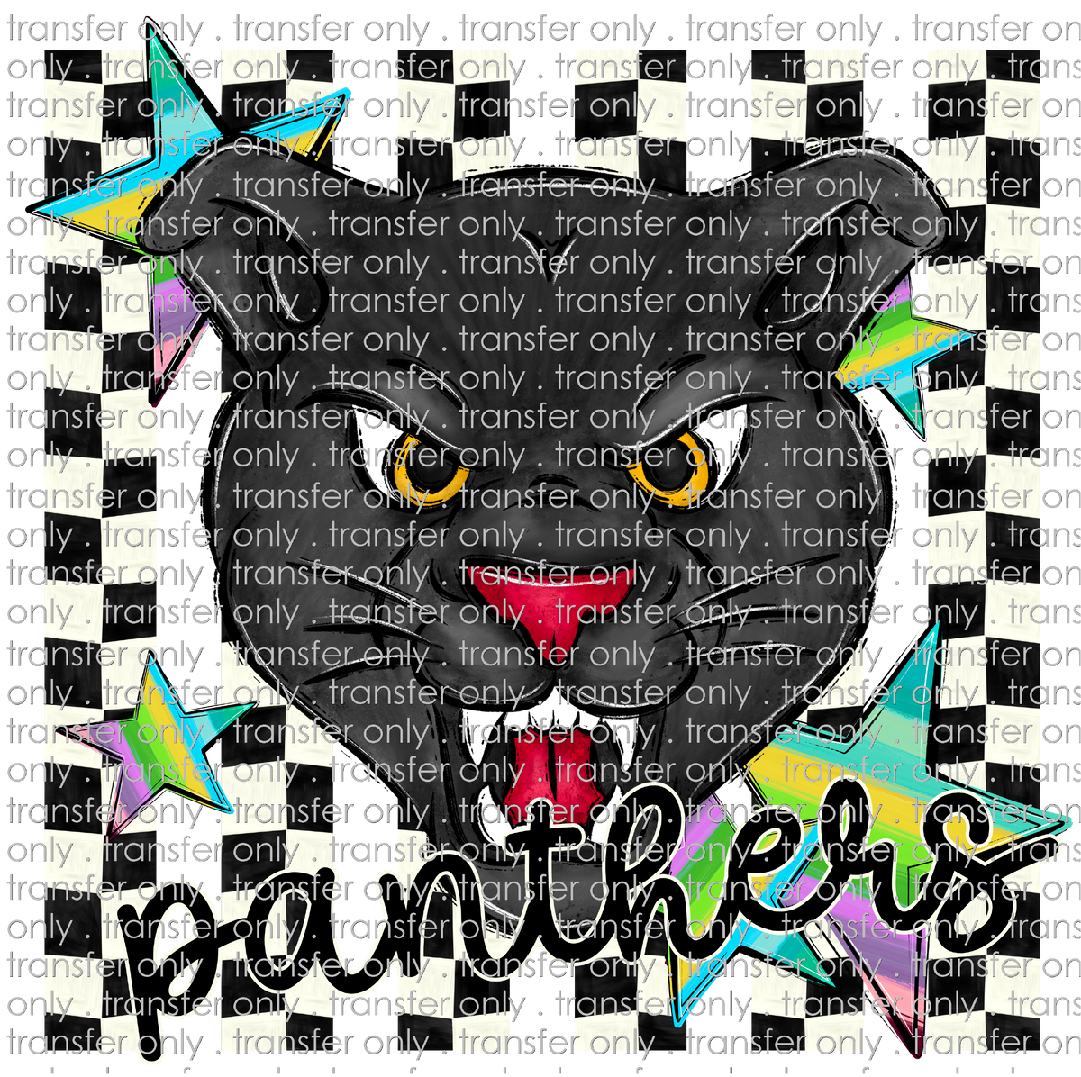 SCHMAS 785 Panthers Black Checkered Background with Stars