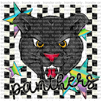SCHMAS 785 Panthers Black Checkered Background with Stars