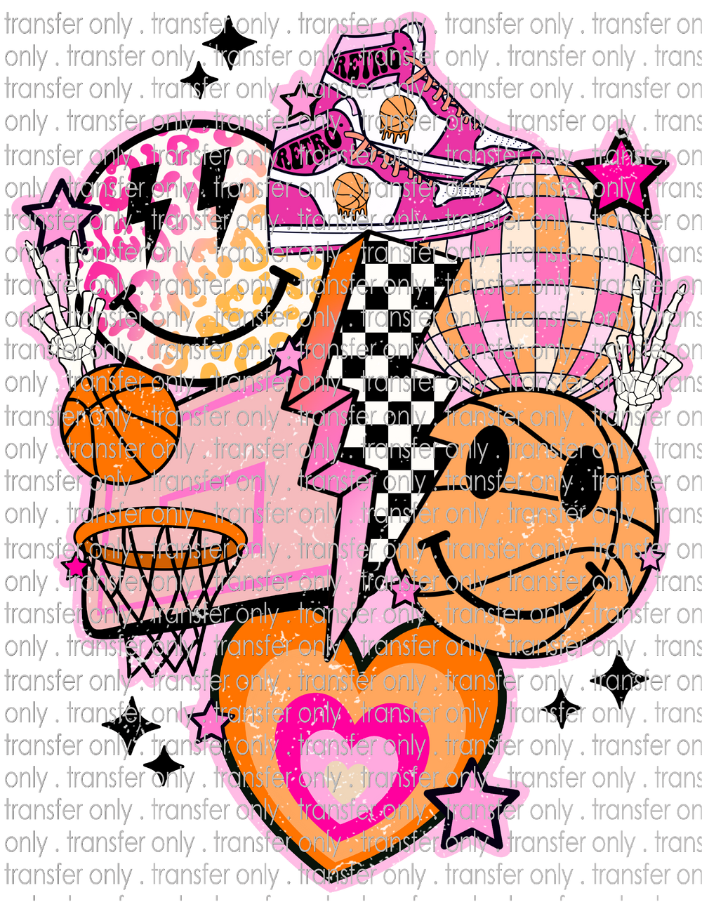 SPT 432 Retro Basketball Collage Grunge