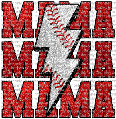 SPT 464 Baseball Mama Lightening Bolt Faux Glitter