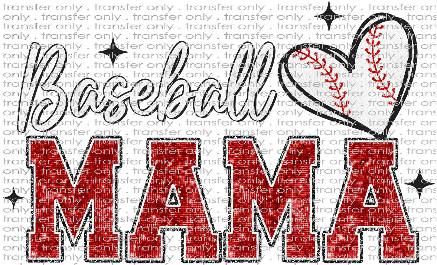 SPT 466 Faux Glitter Baseball Red Mama