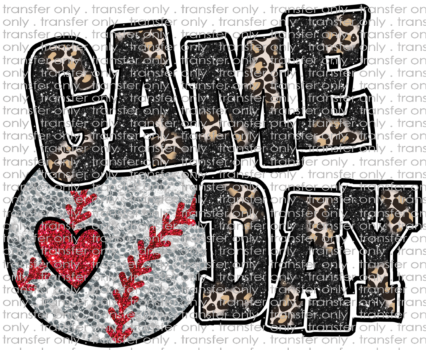 SPT 468 Faux Glitter Leopard Game Day Baseball