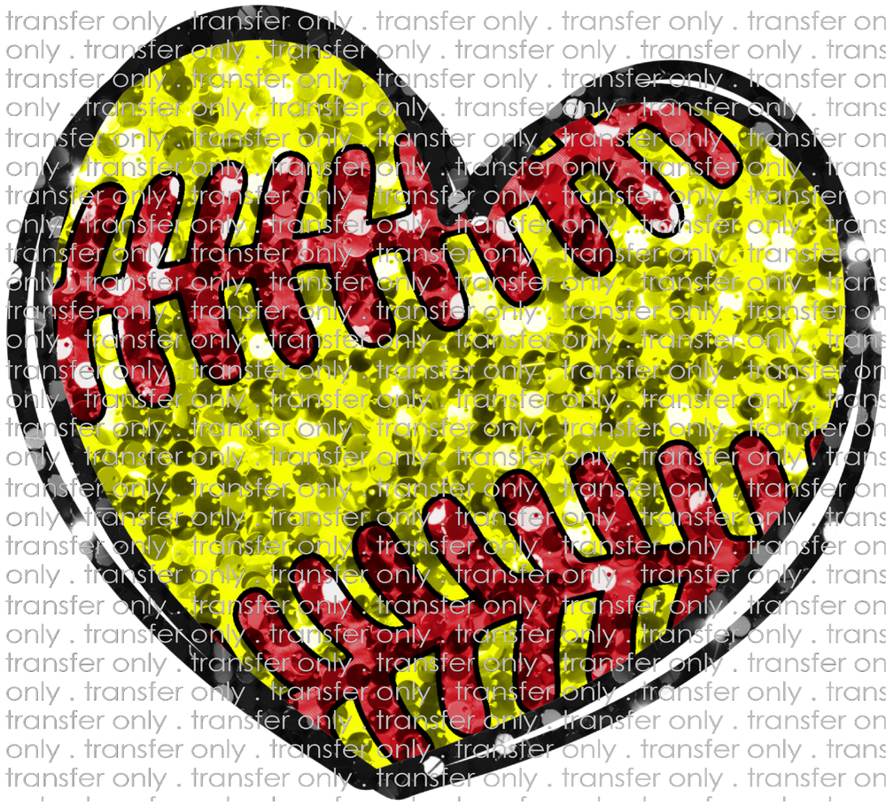 SPT 476 Faux Glitter Softball Heart