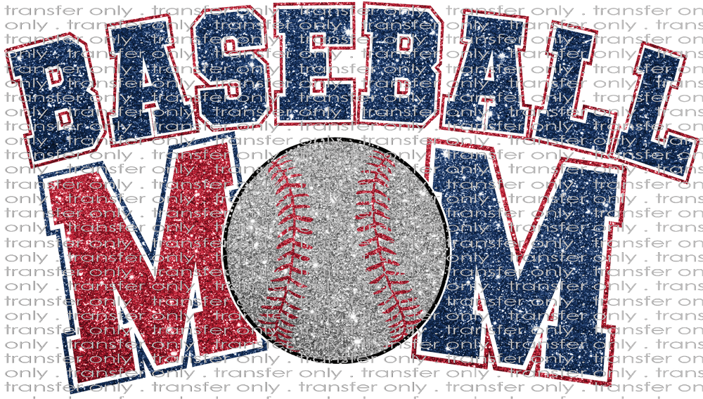 SPT 485 Baseball Mom Faux Glitter Navy and Red