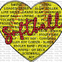 SPT 491 Softball Heart Faux Glitter