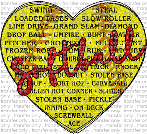 SPT 491 Softball Heart Faux Glitter