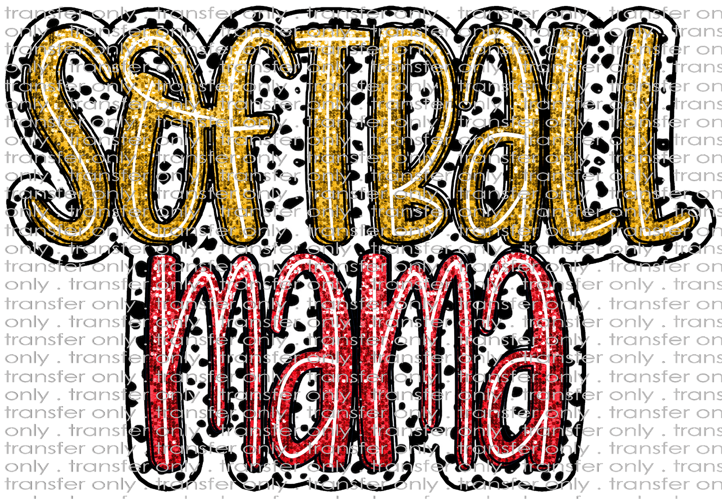 SPT 494 Softball Mama Cursive Faux Glitter