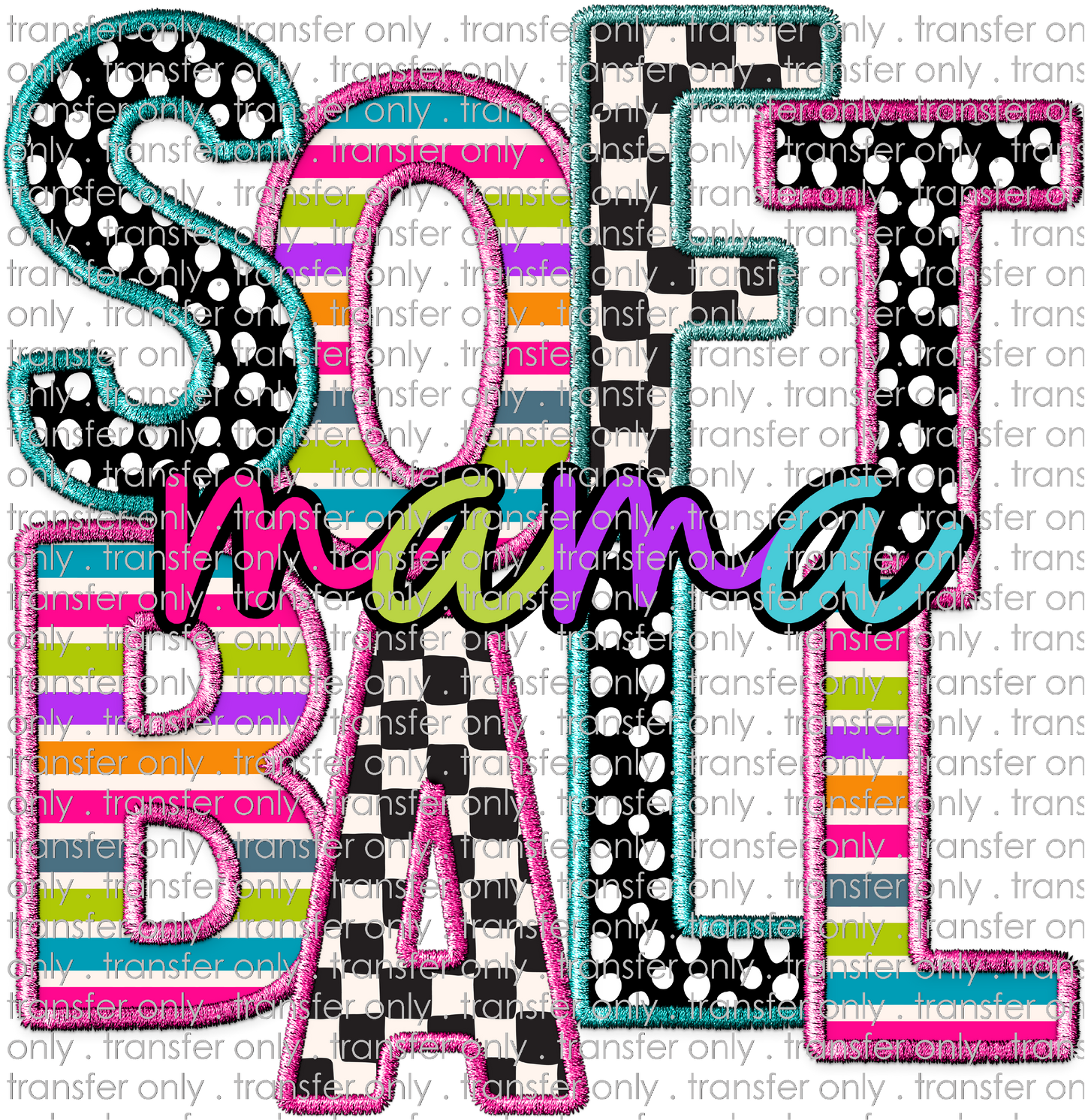 UVSPT 502 Softball Mama Patchwork Applique