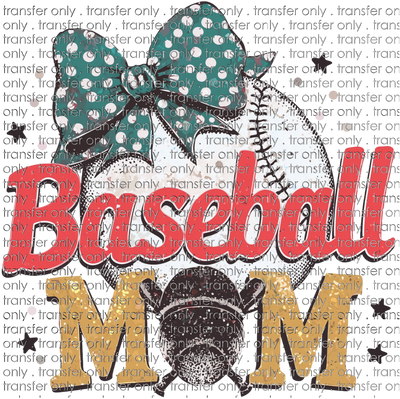 SPT 570 Baseball Mom with Green Polka Dot Bow