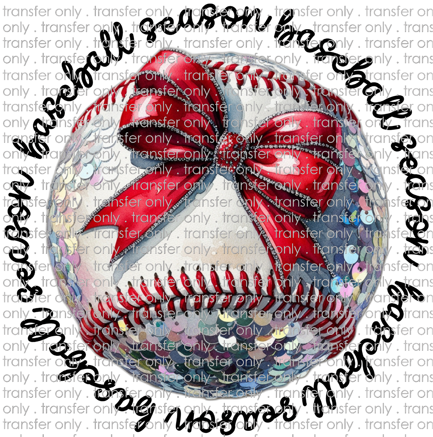 SPT 606 Faux Sequins Baseball Red Bow