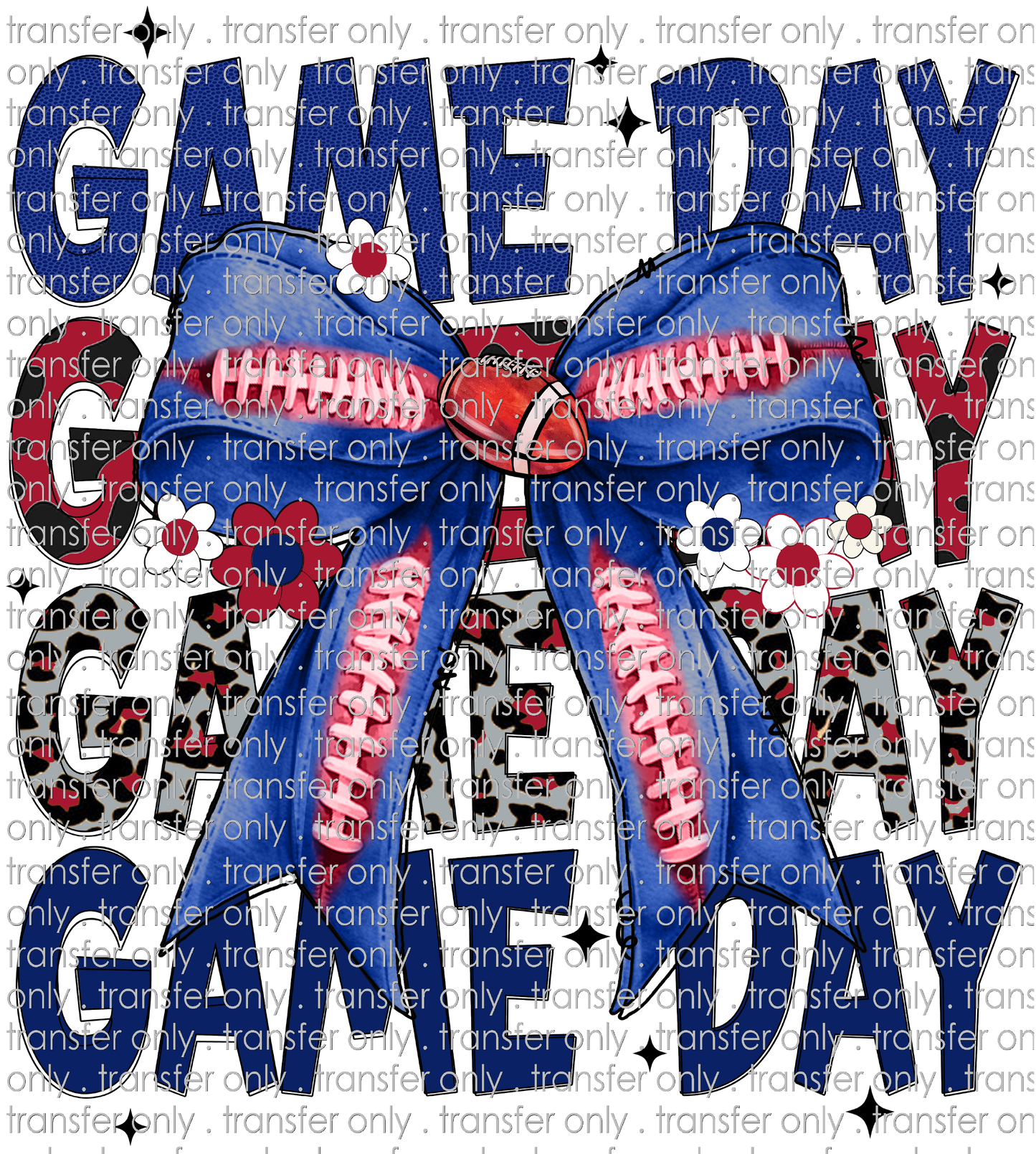 SPT 618 Gameday Navy, Red Leopard  with Football Bow