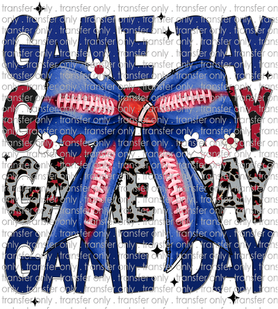 SPT 618 Gameday Navy, Red Leopard  with Football Bow