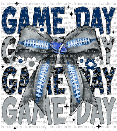 SPT 622 Game Day Navy Gray Leopard  with Football Bow