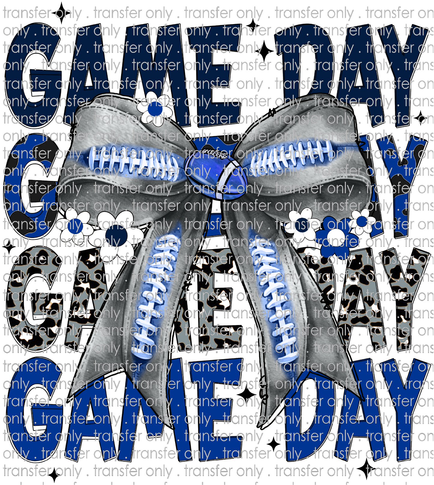 SPT 634 Game Day Navy Royal Gray Leopard  with Football Bow