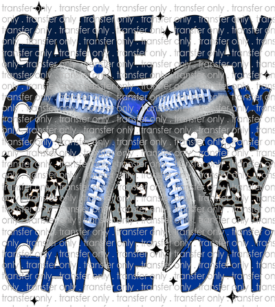 SPT 634 Game Day Navy Royal Gray Leopard  with Football Bow