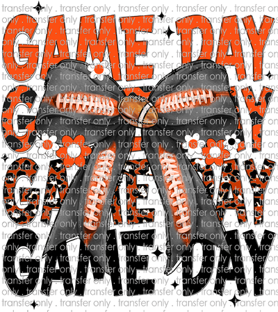 SPT 635 Game Day Orange Gray Black Leopard with Football Bow