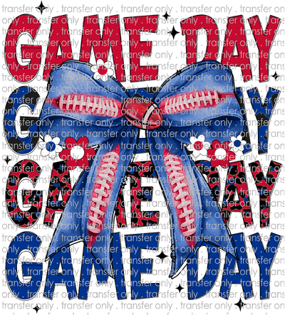 SPT 636 Game Day Red and Royal Blue Leopard with Football Bow