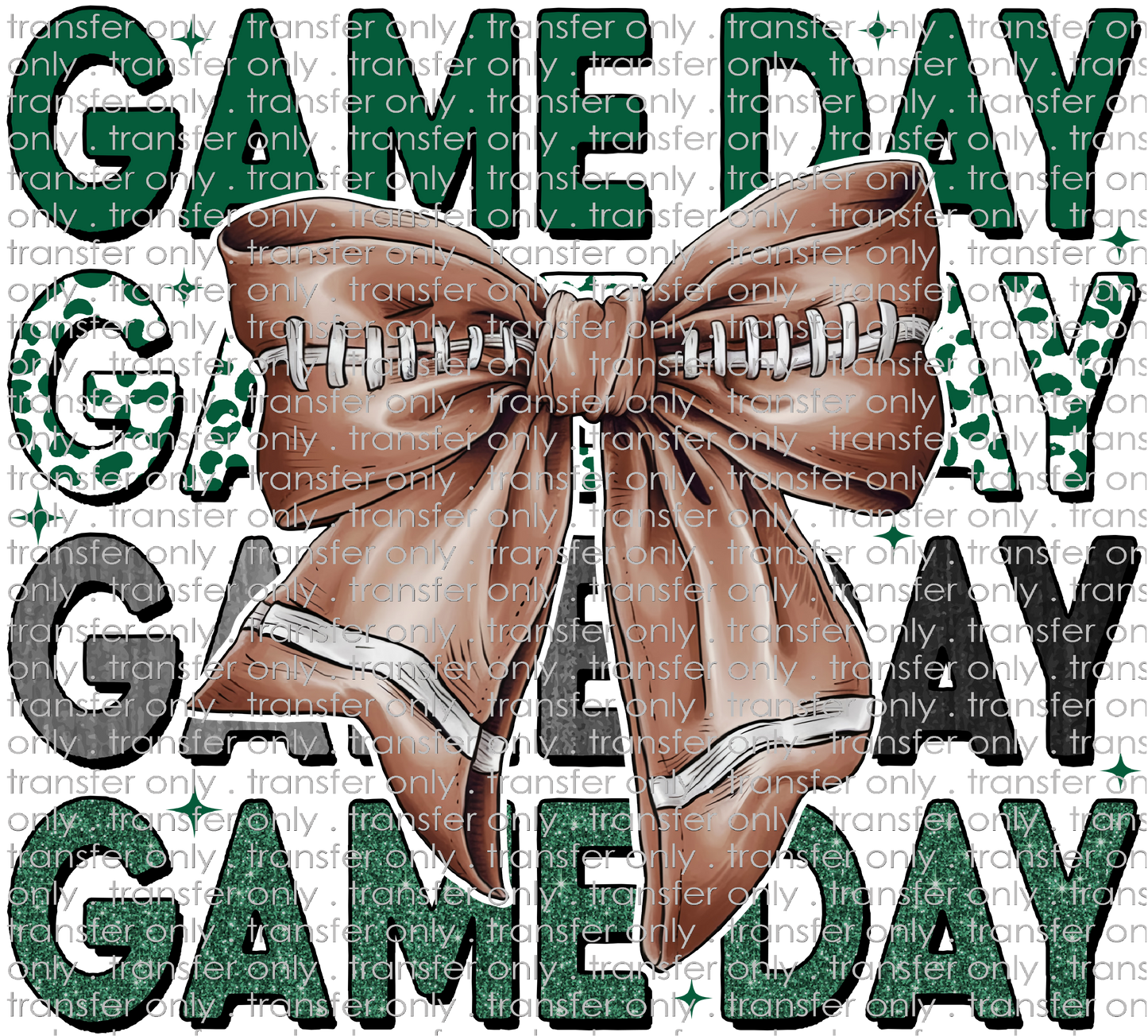 SPT 638 Game Day Green and Gray with Football Bow
