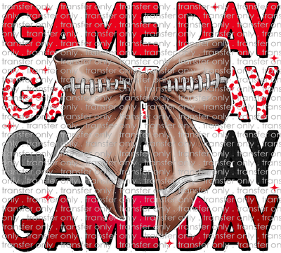 SPT 640 Game Day Bright Red and Gray with Football Bow