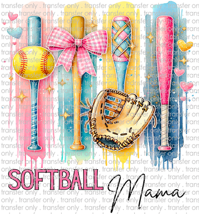 SPT 673 Softball Mama Watercolor with Bats