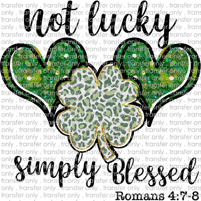 STP 124 Not Lucky Simply Blessed Clover and Heart