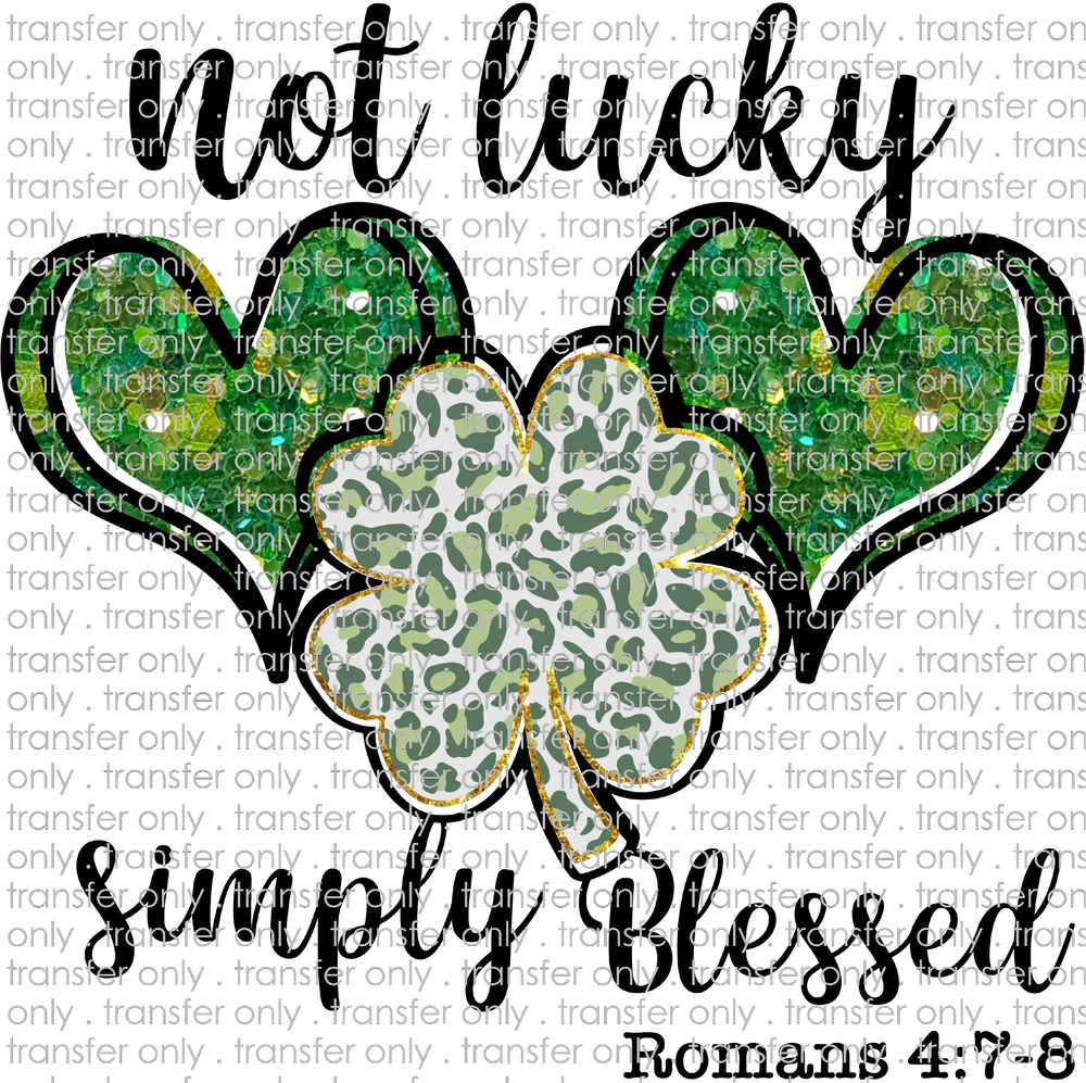 STP 124 Not Lucky Simply Blessed Clover and Heart