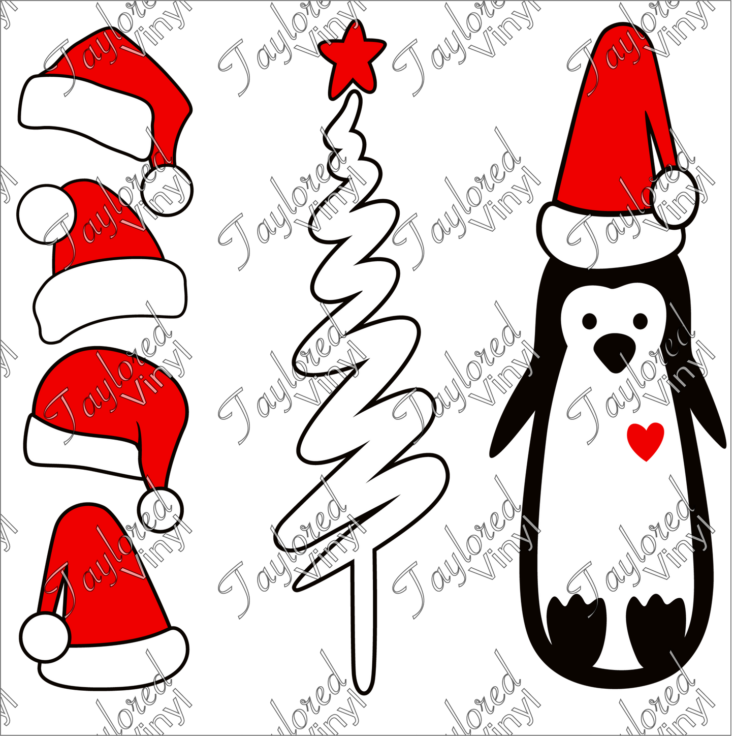 Santa Hats, Trees and Penguin UV Candle Set