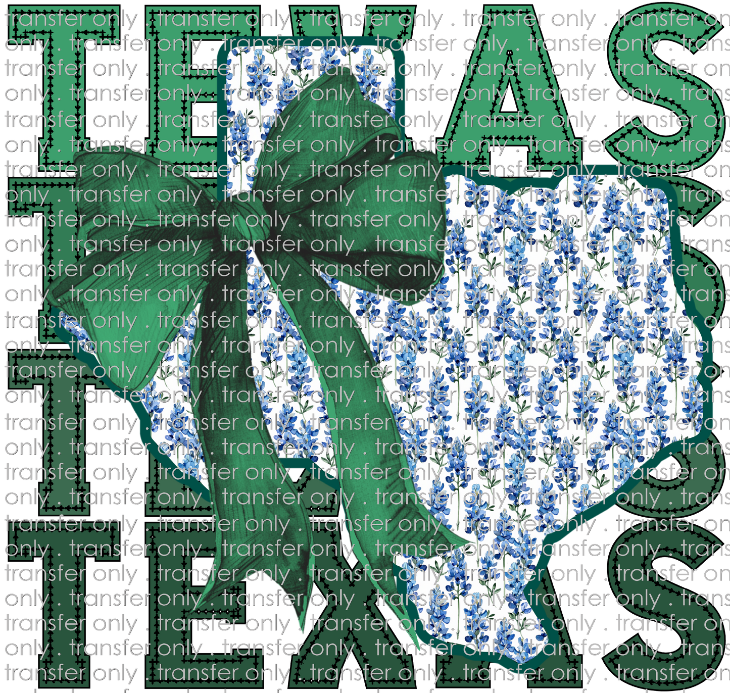 TX 161 Stacked Texas-Green Blue Bonnets