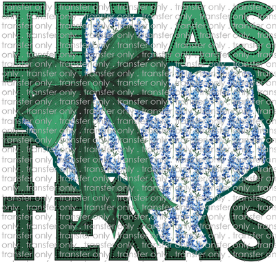 TX 161 Stacked Texas-Green Blue Bonnets