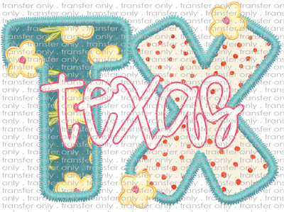 TX 182 TEXAS Yellow Flowers and Dots