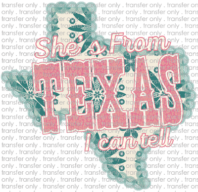TX 185 She's From Texas Teal and Pink