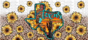 TX UV 101 Texas Leopard Sunflowers UV DTF 16oz Wrap