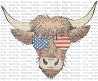 USA 194 Highland Cow with Flag Pocket and Back
