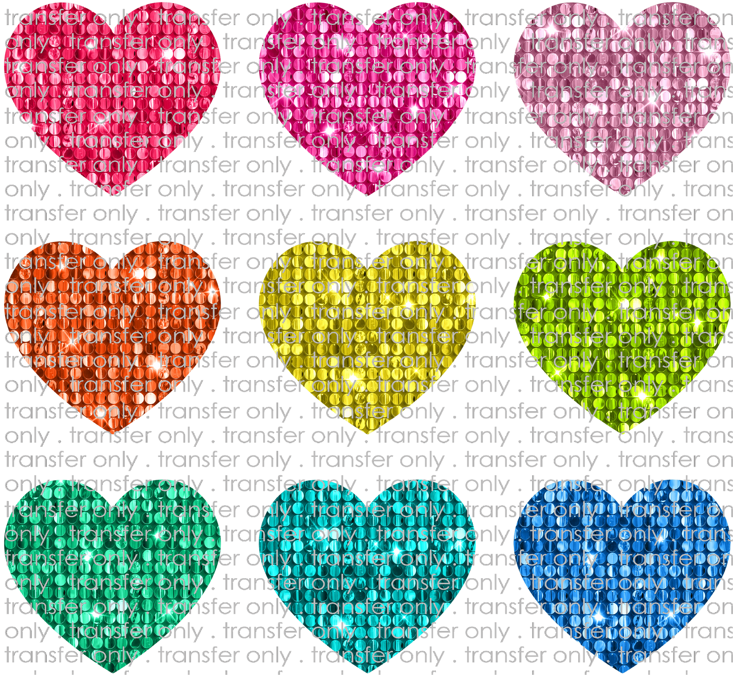 VAL 313 Faux Sequin Rainbow Hearts