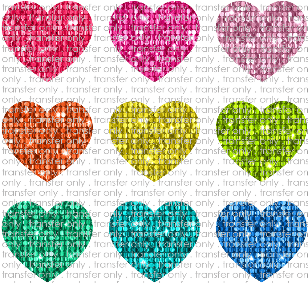 VAL 313 Faux Sequin Rainbow Hearts