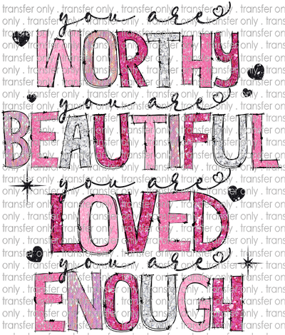 VAL 351 You Are Worthy Faux Glitter