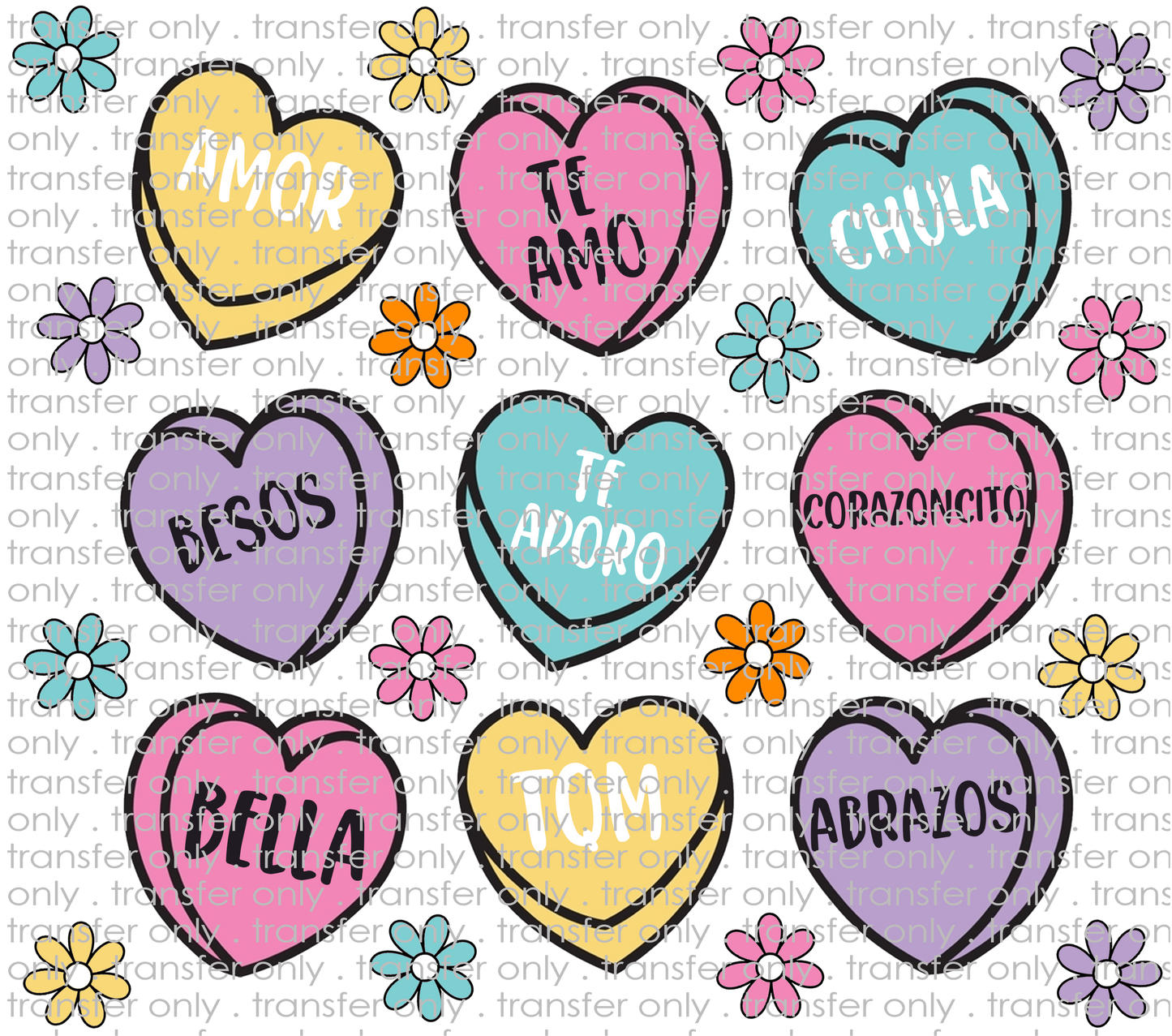 VAL 422 Spanish Conversation Hearts with Daisies