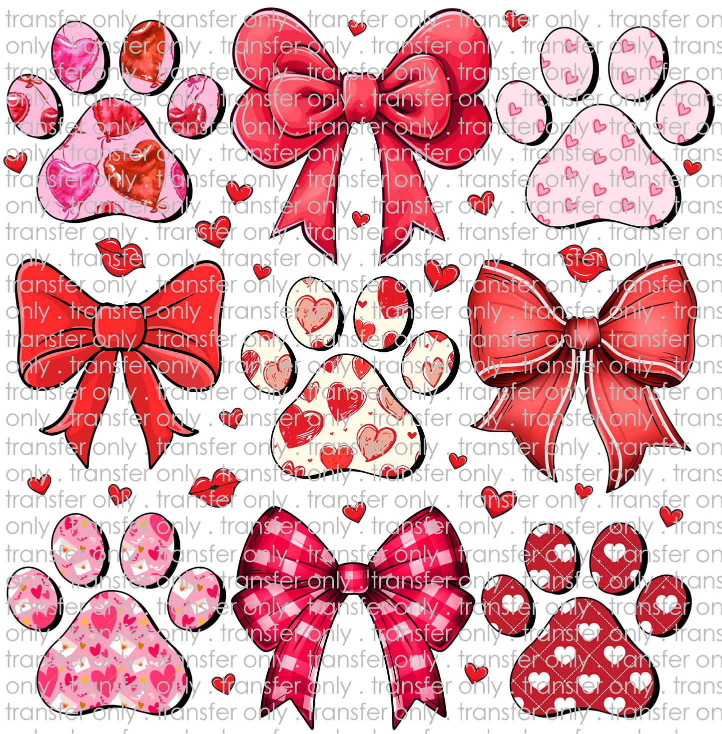 VAL 430 Valentine Dog Paw and Bows