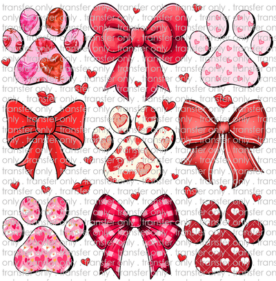 VAL 430 Valentine Dog Paw and Bows