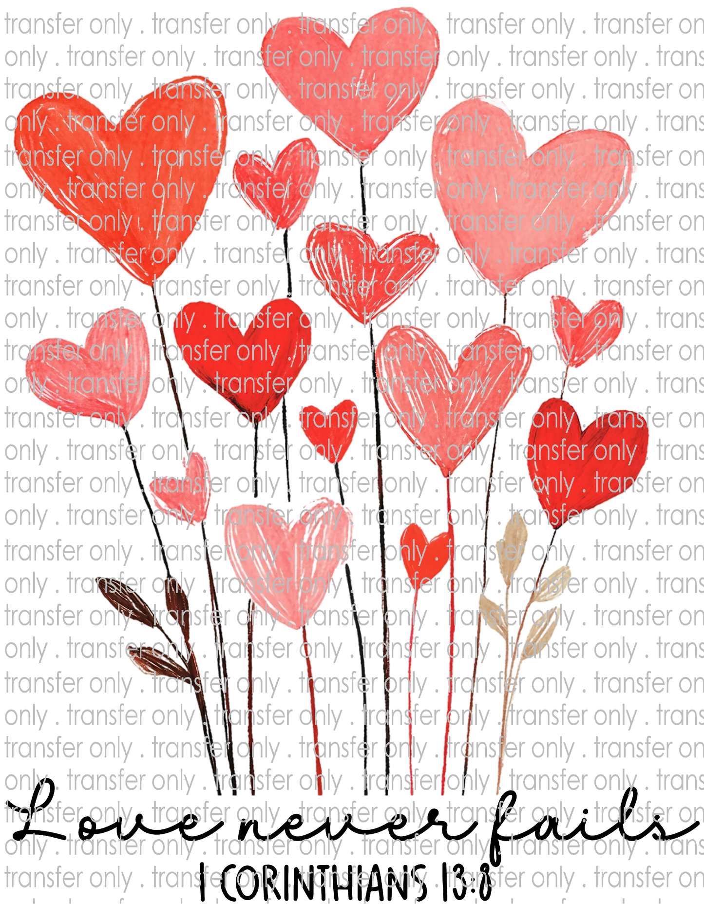 VAL 458 Love Never Fails Heart Flowers