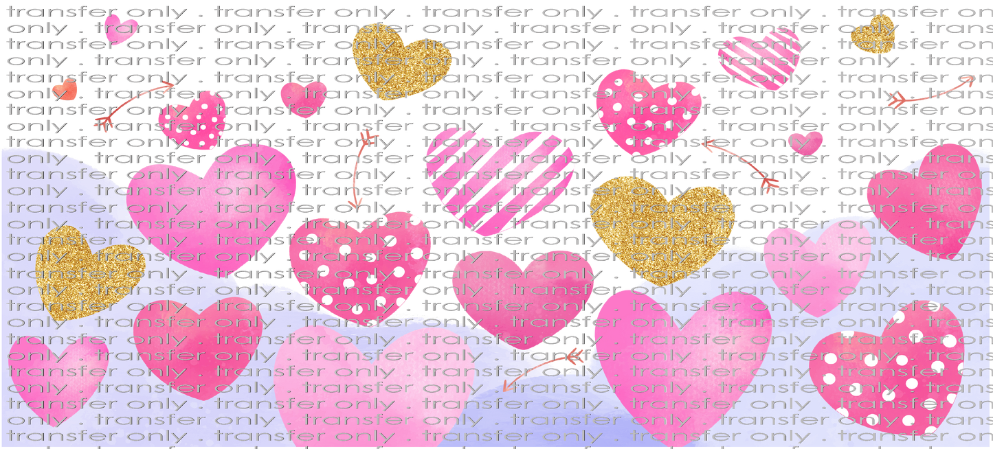 VAL UV 122 Retro Heart Valentine faux Glitter UV DTF 16oz Wrap