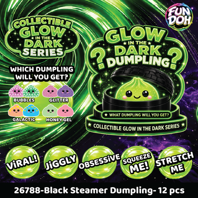 Fun Doh Glow In Dark Mystery Dumpling Squishy Black Basket