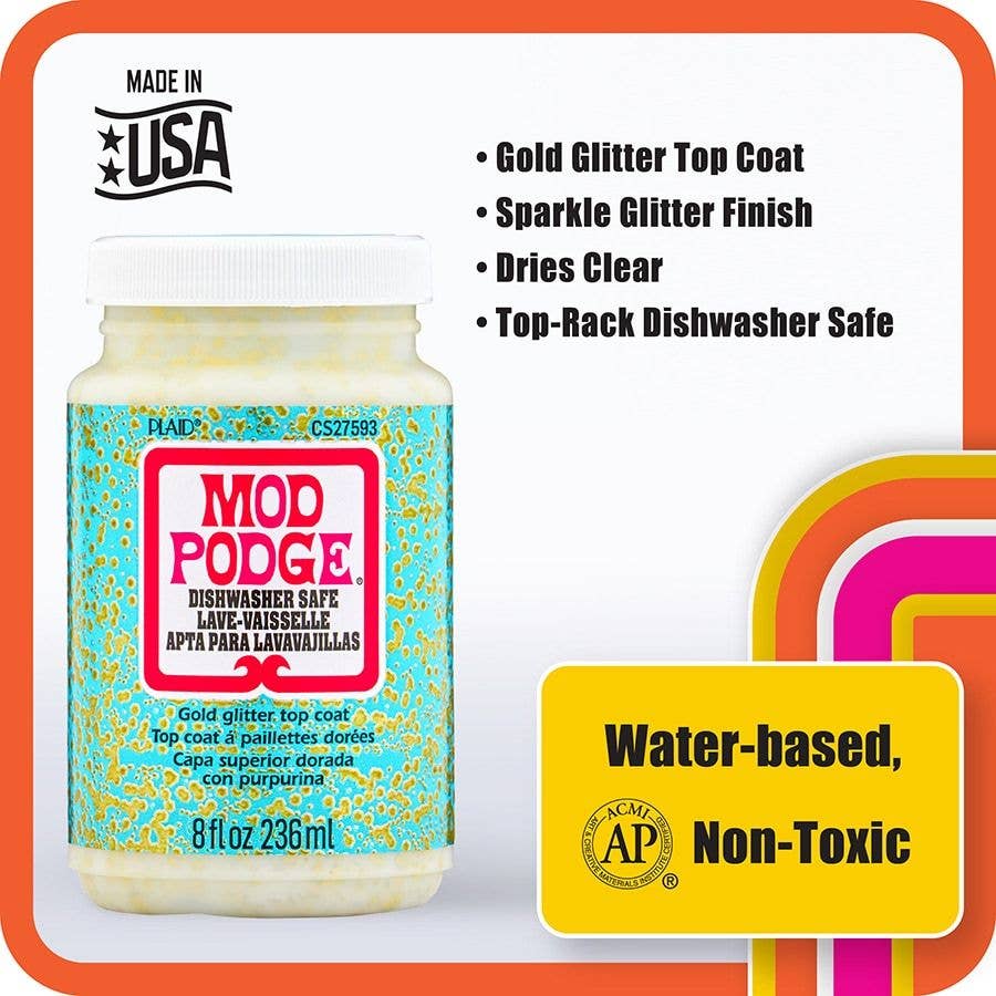 Mod Podge ® Dishwasher Safe Glitter - Gold, 8 oz